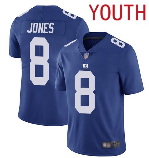 Youth New York Giants #8 Jones Blue Nike Vapor Untouchable Limited NFL Jersey->youth nfl jersey->Youth Jersey
